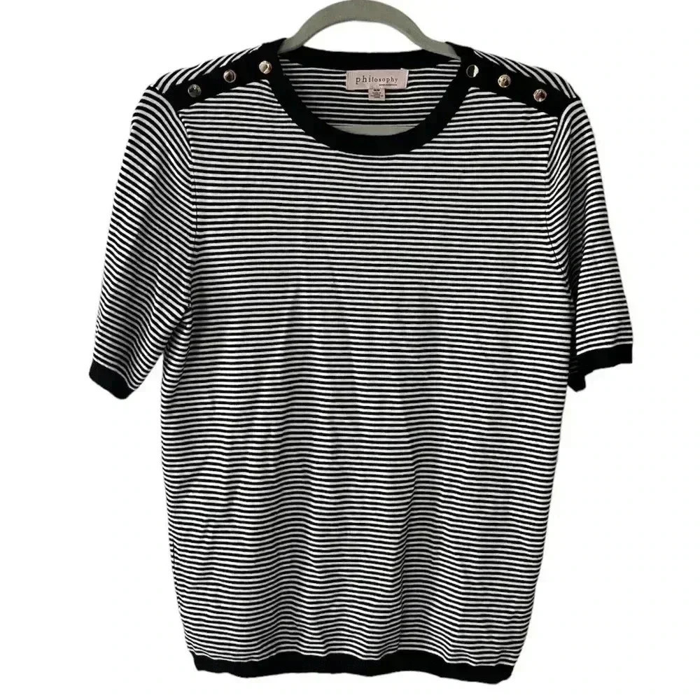 Philosophy striped sweater w/button detail size M
